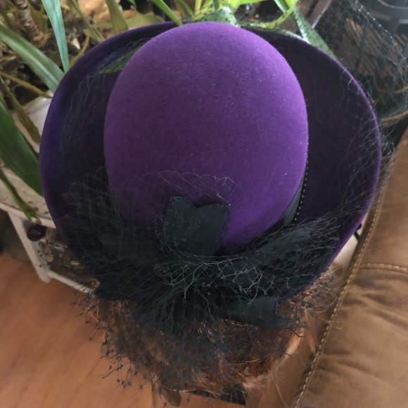 Vintage Purple and Black Wool Hat - Picture 1 of 8